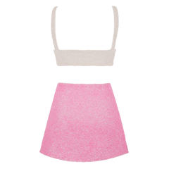 Vegas Beaded Pink Party Beach Co-Ord - Mini Skirt