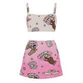 Vegas Beaded Mini Pink Party Beach Co-Ord Top Only