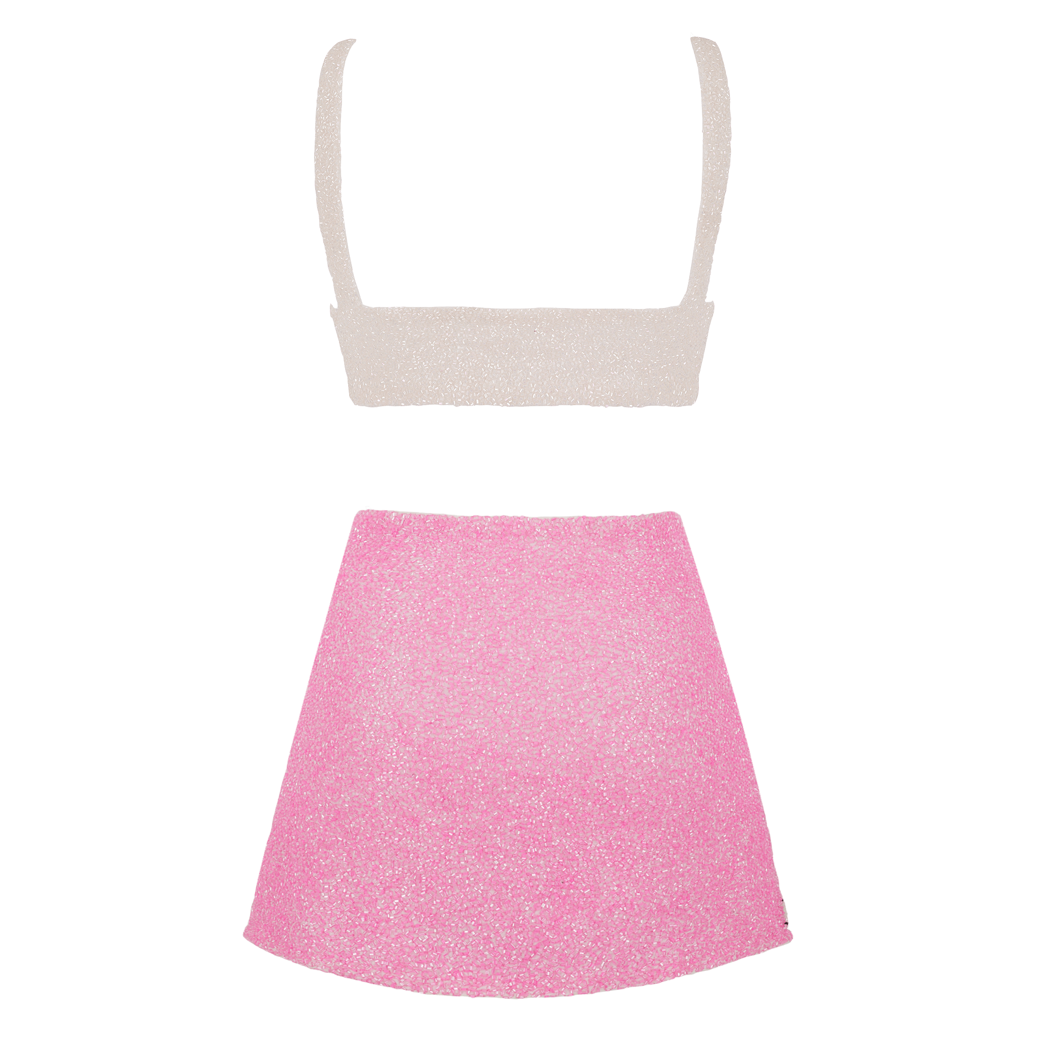 Vegas Beaded Pink Party Beach Co-Ord Mini Skirt