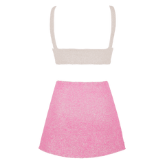 Vegas Beaded Mini Pink Party Beach Co-Ord Top Only