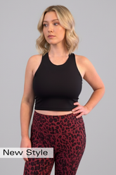 Victoria Recycled Core Compression Sports Tank in Matte Black