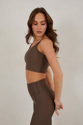 Longline Sports Tank Bra, Mocha
