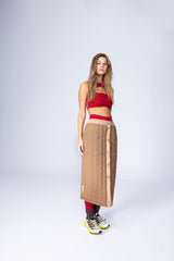 WARM PUFFER SKIRT - FLAT WHITE BROWN