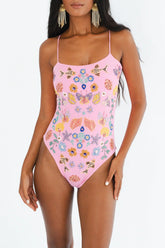 Mirrored Sea One Piece Swimsuit - Pink
