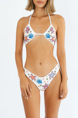 Marissa Hand Embroidered Luxe Bikini Bottom White