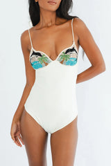 Dolphin One Piece Swimsuit White in Stock