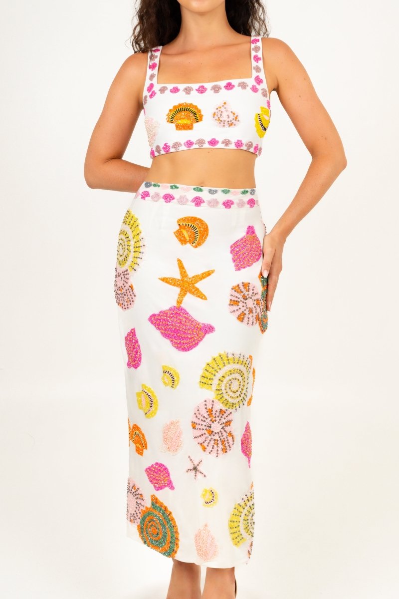 New York Hand-Embroidered Top White