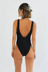 Misty Tropical High Leg Swimsuit - Black