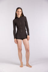 Rash Guard With Zip ― Coffee