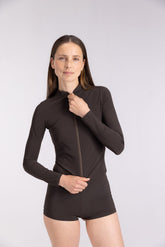 Rash Guard With Zip ― Coffee