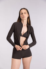 Rash Guard With Zip ― Coffee