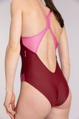 Racerback Swimsuit High Cut ― Red / Pink