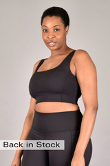 Brigitte Recycled Core Compression Longline Bra in Matte Black