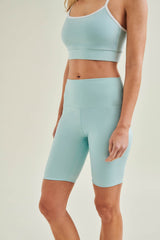 Yoga Shorts - High Waist - Sea Green