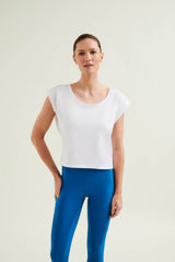 Organic Cotton Cropped Dance Vest - Diamond White - Wellicious Community Sale