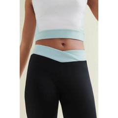 3/4 Crop Top - Diamond White/Sea Green - Wellicious Community Sale
