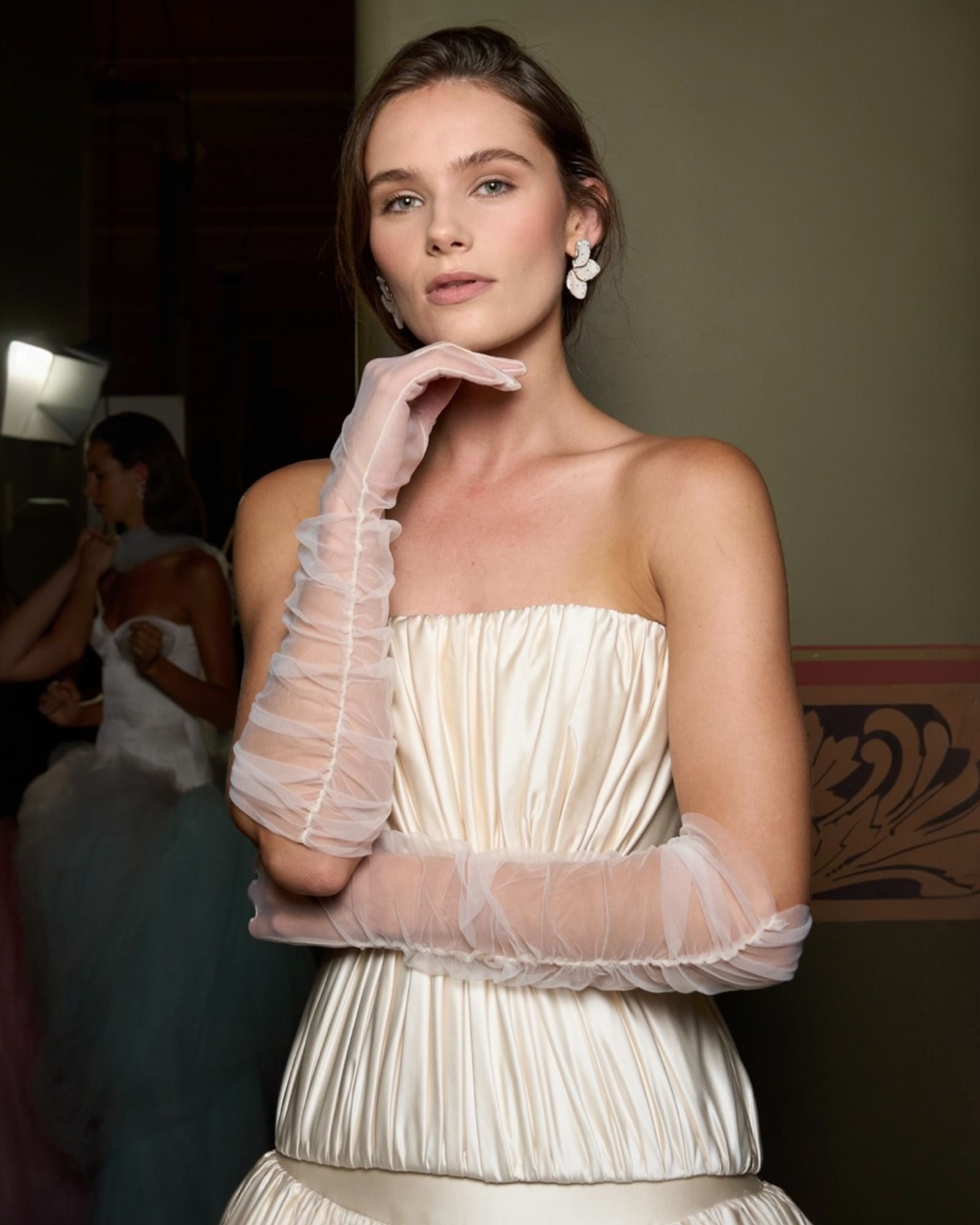 Katherine Ruched Tulle Gloves