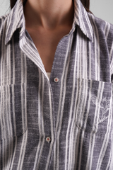 Willow Multi Stripe Brushed Ethical-Cotton Shirt - Dusty Blue