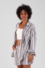 Willow Multi Stripe Brushed Ethical-Cotton Shirt - Dusty Blue