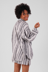 Willow Multi Stripe Brushed Ethical-Cotton Shirt - Dusty Blue