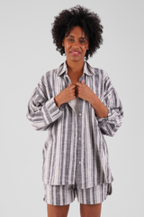 Willow Multi Stripe Brushed Ethical-Cotton Shirt - Dusty Blue