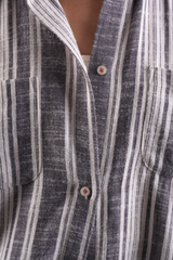 Willow Multi Stripe Brushed Ethical-Cotton Shirt - Dusty Blue