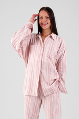 Willow Multi Stripe Brushed Ethical-Cotton Shirt - Blush Pink