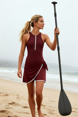 Wrap Skirt ― Deep Red / White