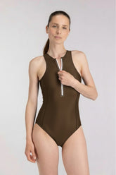 Yemaya One Piece Sleeveless Swimsuit ― Coffee