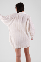 Yew Striped Ethical-Cotton Pyjama Shirt - Summer Sand Beige