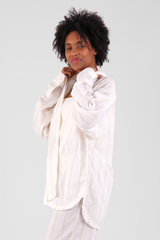 Yew Striped Ethical-Cotton Pyjama Shirt - Summer Sand Beige