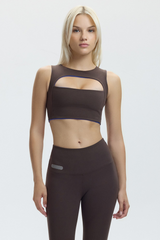 CUT OUT BRA TOP - ESPRESSO MARTINI (INSIDE ELECTRIC BLUE)