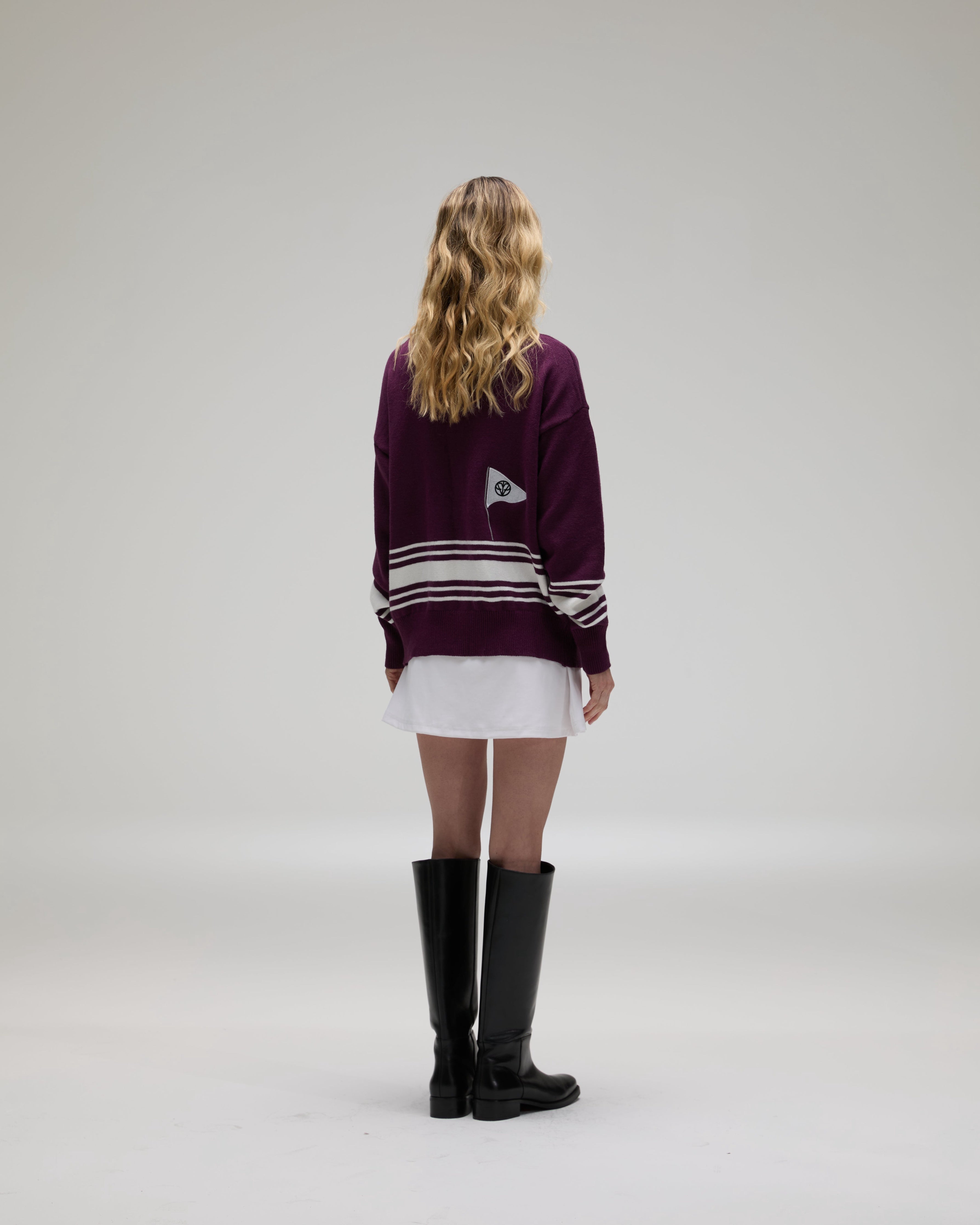 Sophie Stripe Cardigan - Burgundy