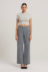 SLIM FIT CROP TEE - LIGHT GREY