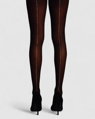 Satellite Crystal Back Seam Opaque Tights