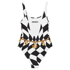 Retro One Piece Swimsuit - Belly Chain Harlequin