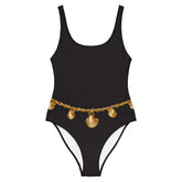 Black One Piece Swimsuit - Midnight Belly Chain