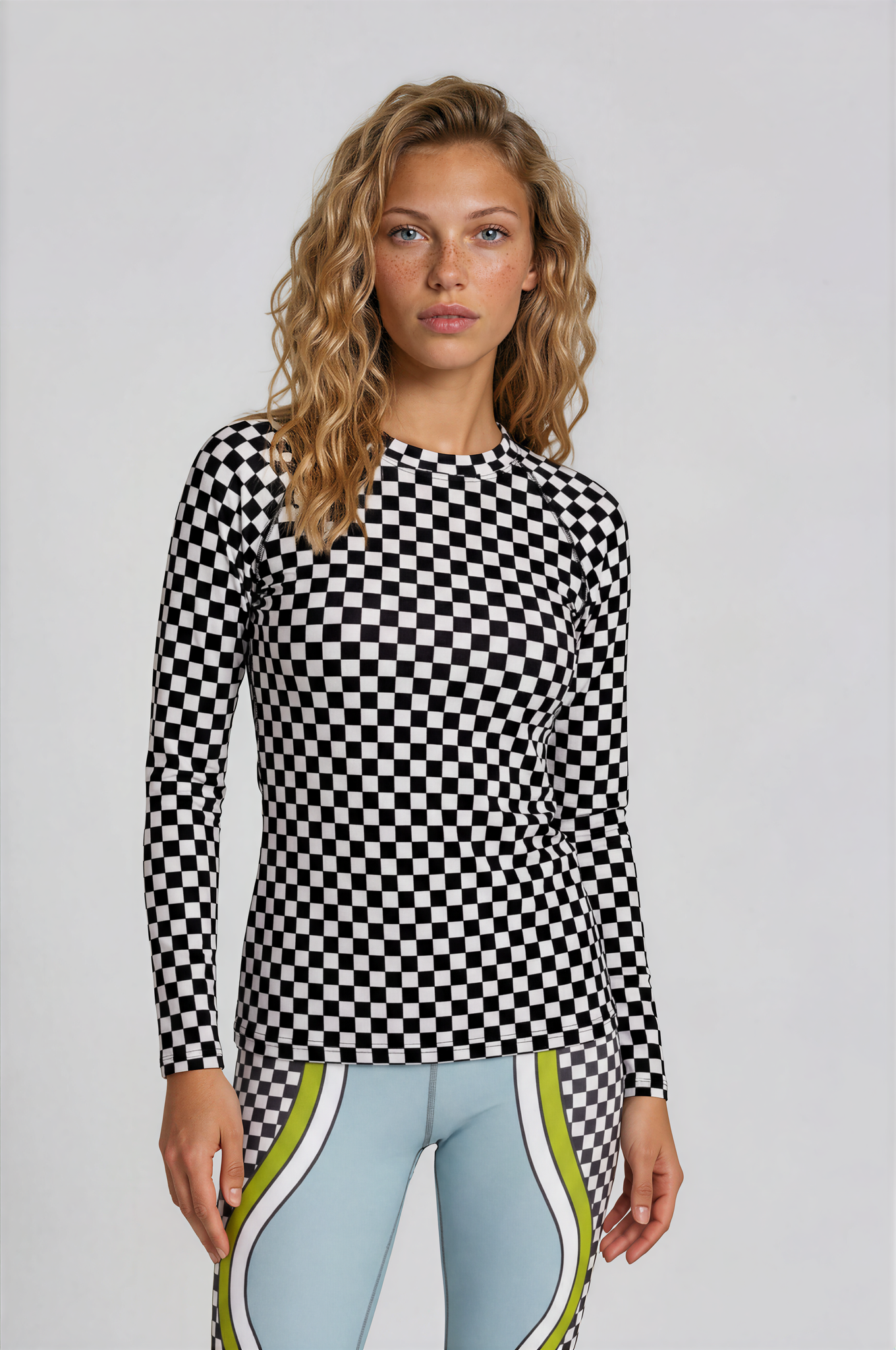 Extravaganza Checkered - Women's Long Sleeve Rash Guard
