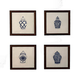 Ginger Jars Set of 4 Embroidered Artwork