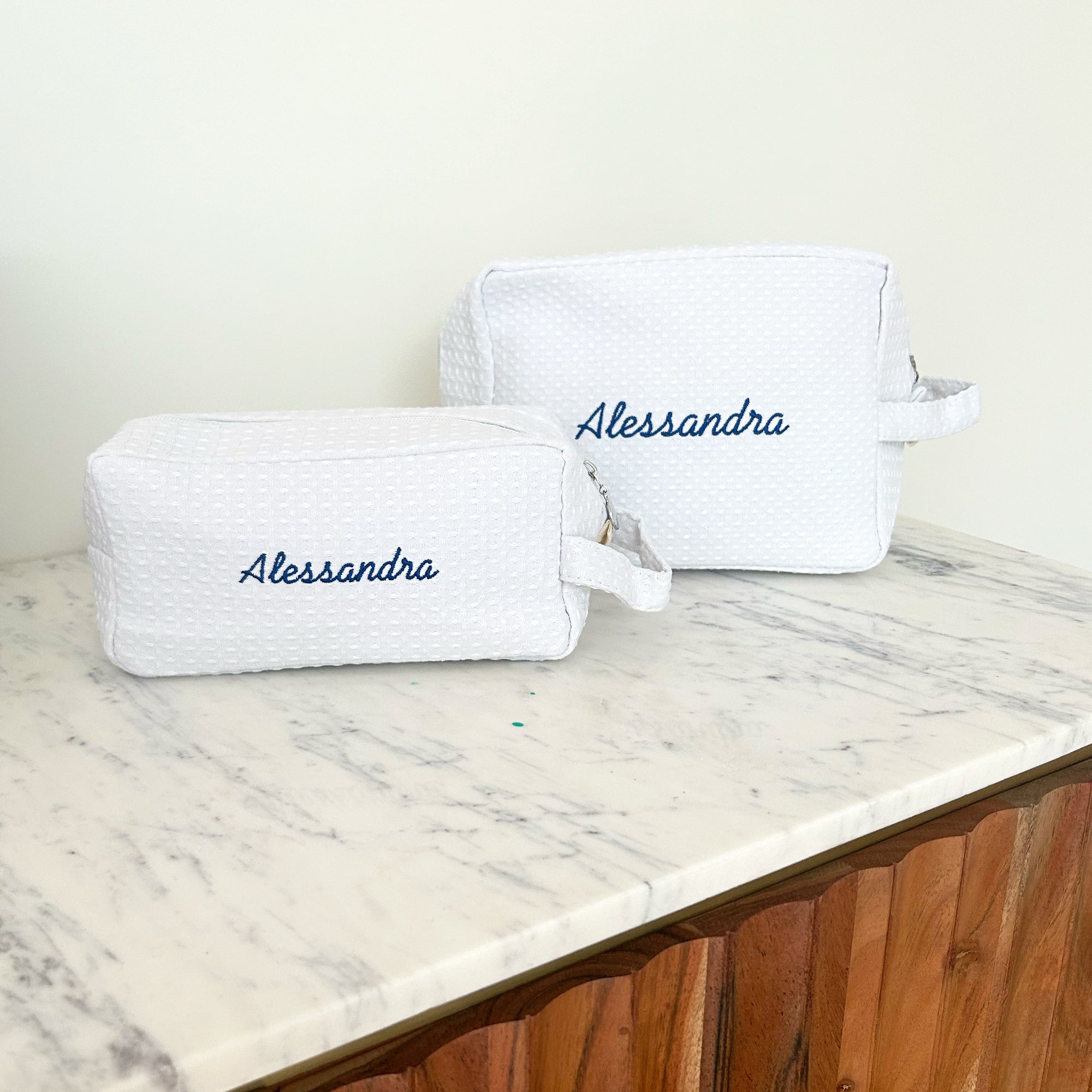 Set of 2 Monogram Quilted Cosmetic Bag