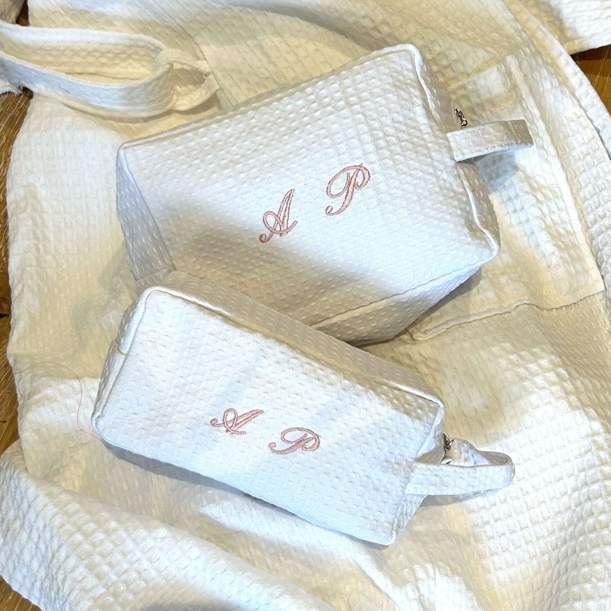 Set of 2 Monogram Quilted Cosmetic Bag