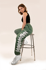 Unisex Tennis Score Tube Sweatpants in Green