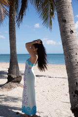 Lobster Pink Hand Beaded Maxi Dress