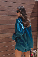 The Lady Silk Shirt Teal Eclipse