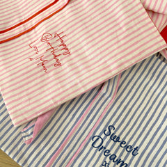 Blue Stripe Embroidered Cotton Stripe Stripe Pyjamas