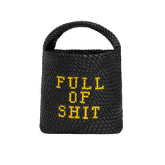 Black Embroidered Bucket Bag