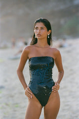 Chrissy Hand Embroidered Sequin Swimsuit - Black