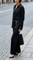 The Lady Silk Pants Crystal Black