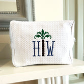 Monogramed Palm Tree Waffle Make Up Bag