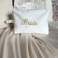 Bride White Waffle Make Up Bag